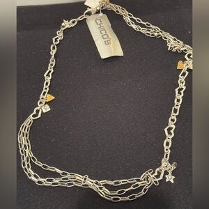 Chico's Silver Love Links Chain Belt S/M 39 inch adjustable